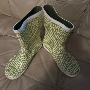 Coach Ivory-Green rain boots  size 9